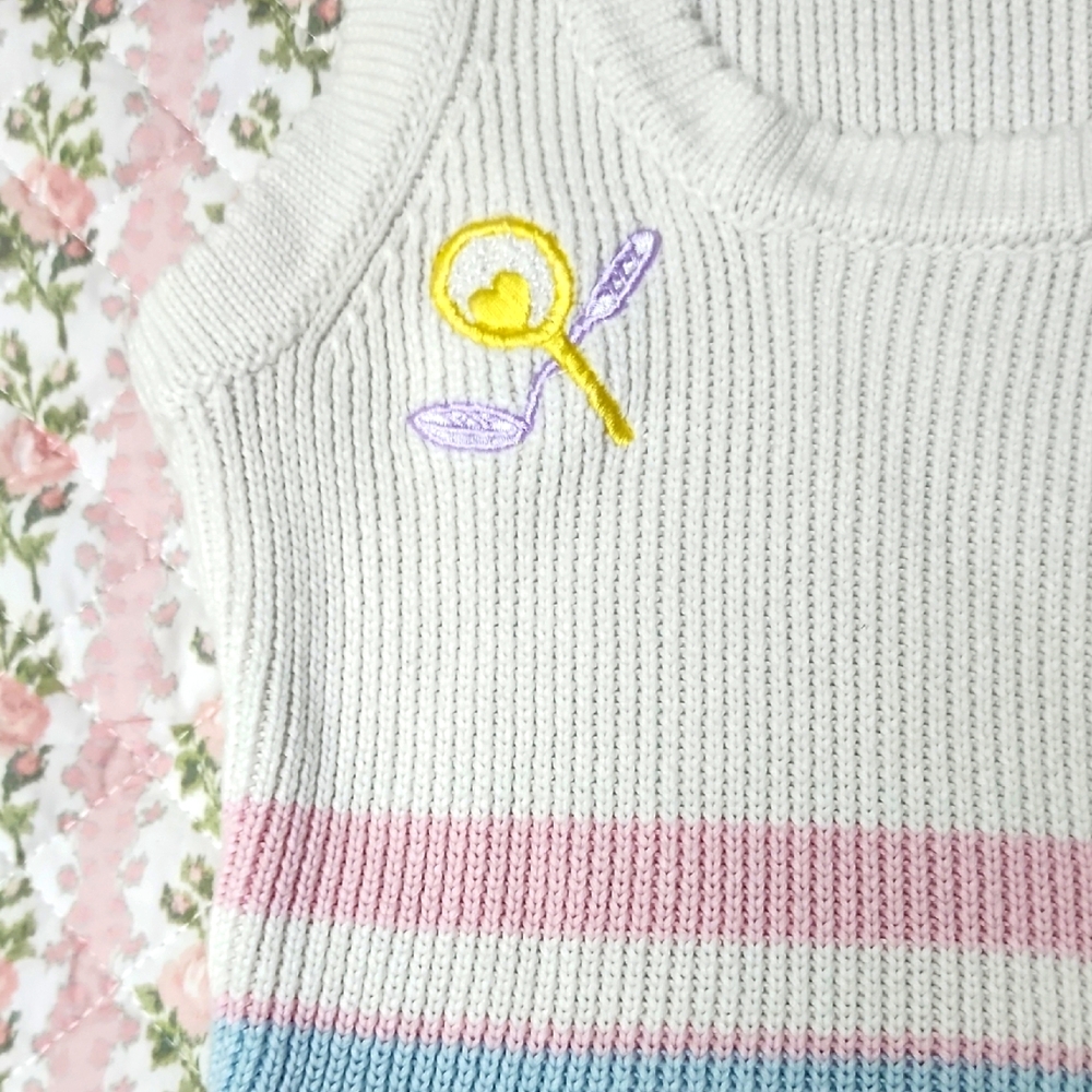 Loveshackfancy ๐ Indiana Knit Sleeveless Dress with Pink Blue Pastel Stripes XS - Picture 9 of 14